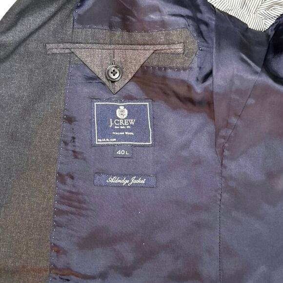 J Crew Mens Aldridge Jacket Loro Piana Super 120 Italian Wool Dark Gray Size 40L - Picture 6 of 7